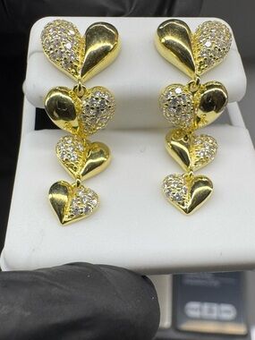 14k Gold Vermeil Over 925 Sterling Silver 2.00 CTW VVSD Moissanite Heart Earring